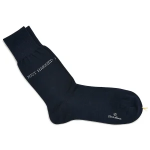 Donkerblauwe katoenen sokken | Just Married