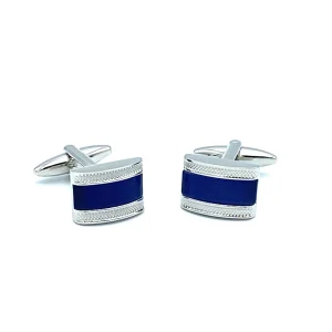 Manchetknopen blauw met glitterrand