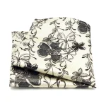 Pochet Grijze bloemen op witgoud