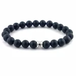Stenen kralen armband Matt Black