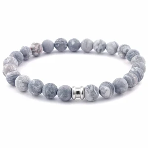 Stenen kralen armband Matt Smokey