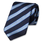 Stropdas Donkerblauw met lichtblauwe strepen