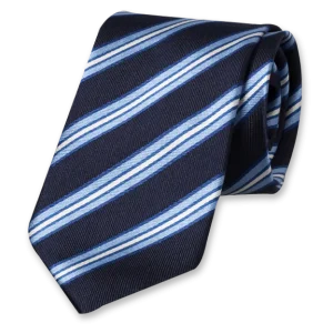 Stropdas Donkerblauw met lichtblauwe strepen