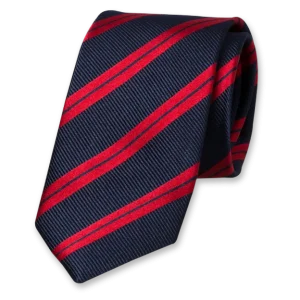 Stropdas Navy blauw met rode strepen