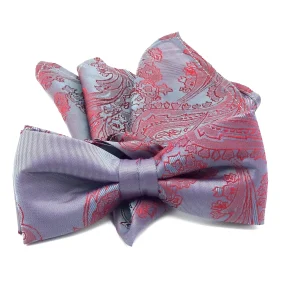 Vlinderdas Grijs met rode paisley print