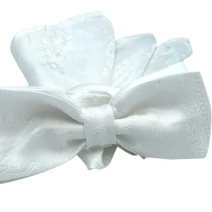 Vlinderdas Ivoor wit paisley