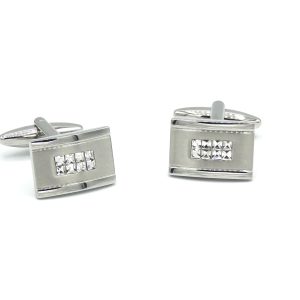 Manchetknopen zilver met diamantjes