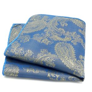 Pochet Blauw met gouden paisleymotief