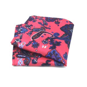Pochet Roze met blauw paisley motief